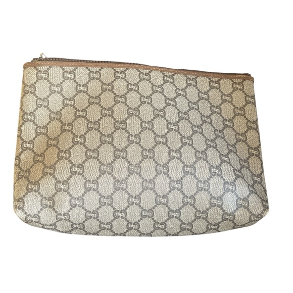 Auth Gucci Plus toiletry clutch bag // GUCCI Gucci Plus Leather PVC Brown Beige - Picture 7 of 17